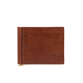 Leather card holder with money clip Story - Brown/gold - Men's small leather goods | The Bridge