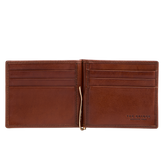 Leather card holder with money clip Story - Brown/gold - Men's small leather goods | The Bridge