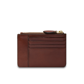 Leather card holder with zip closure - Brown | The Bridge