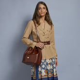 Leather bucket bag with strap | The Bridge