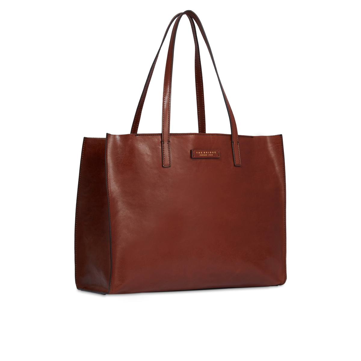 Sac à Main Cabas Vintage THE BRIDGE En Cuir - Marron, Fait En Italie - Occasion En Très Bon état Général