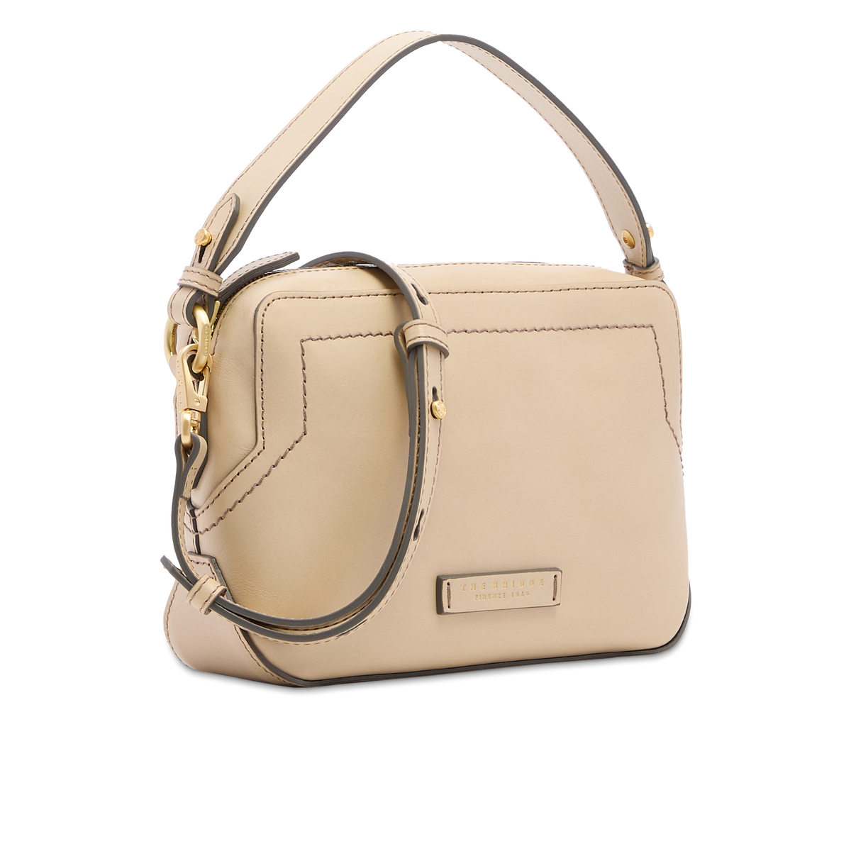 Leather crossbody bag with zip closure BUTTER/GOLD | The Bridge