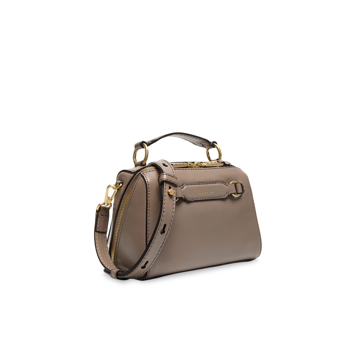 Women's Leather Handbag with Strap GREIGE/GOLD | The Bridge