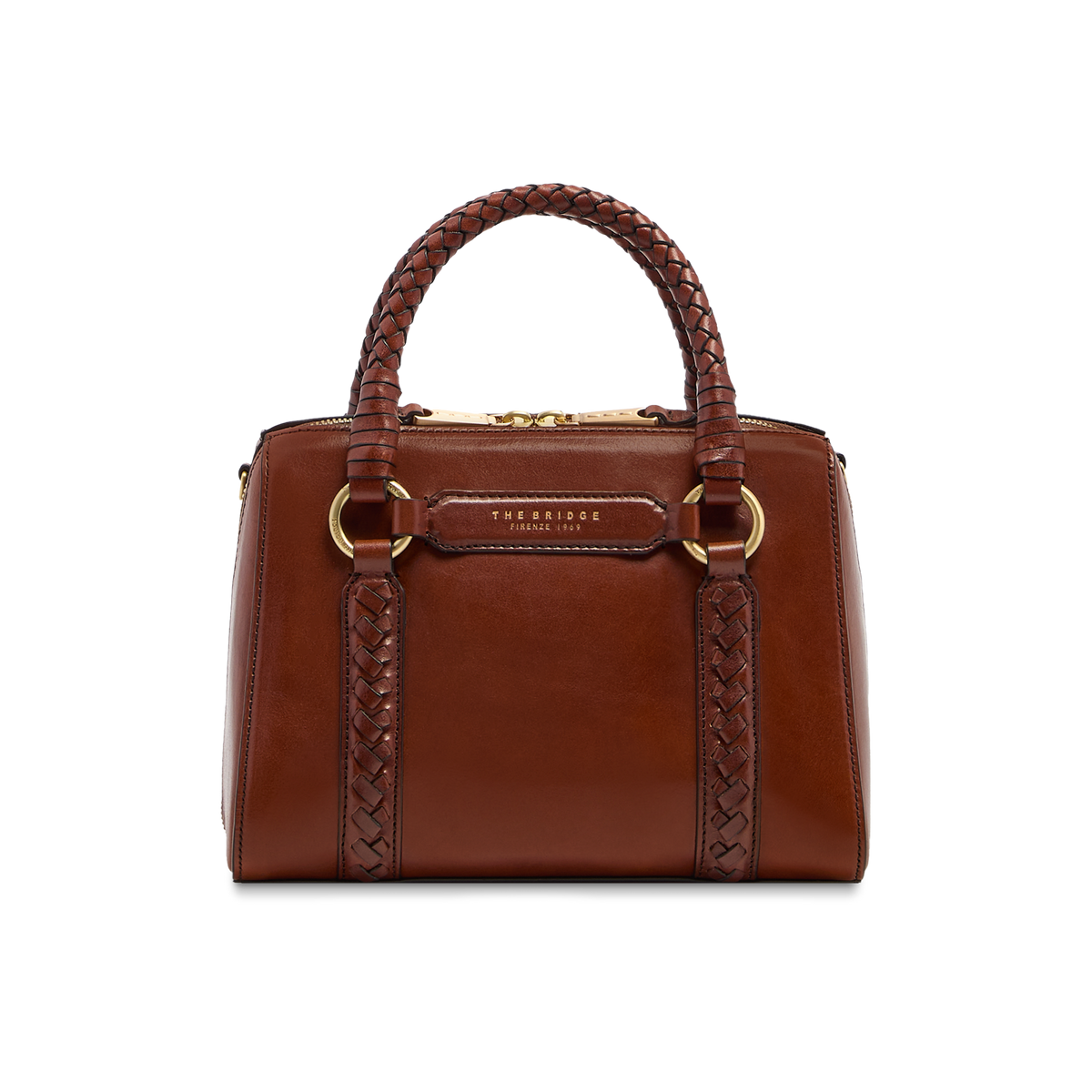 バッグ Made in Italy real leather hand bag Leather handbag with removable shoulder strap BROWN/GOLD | The Bridge