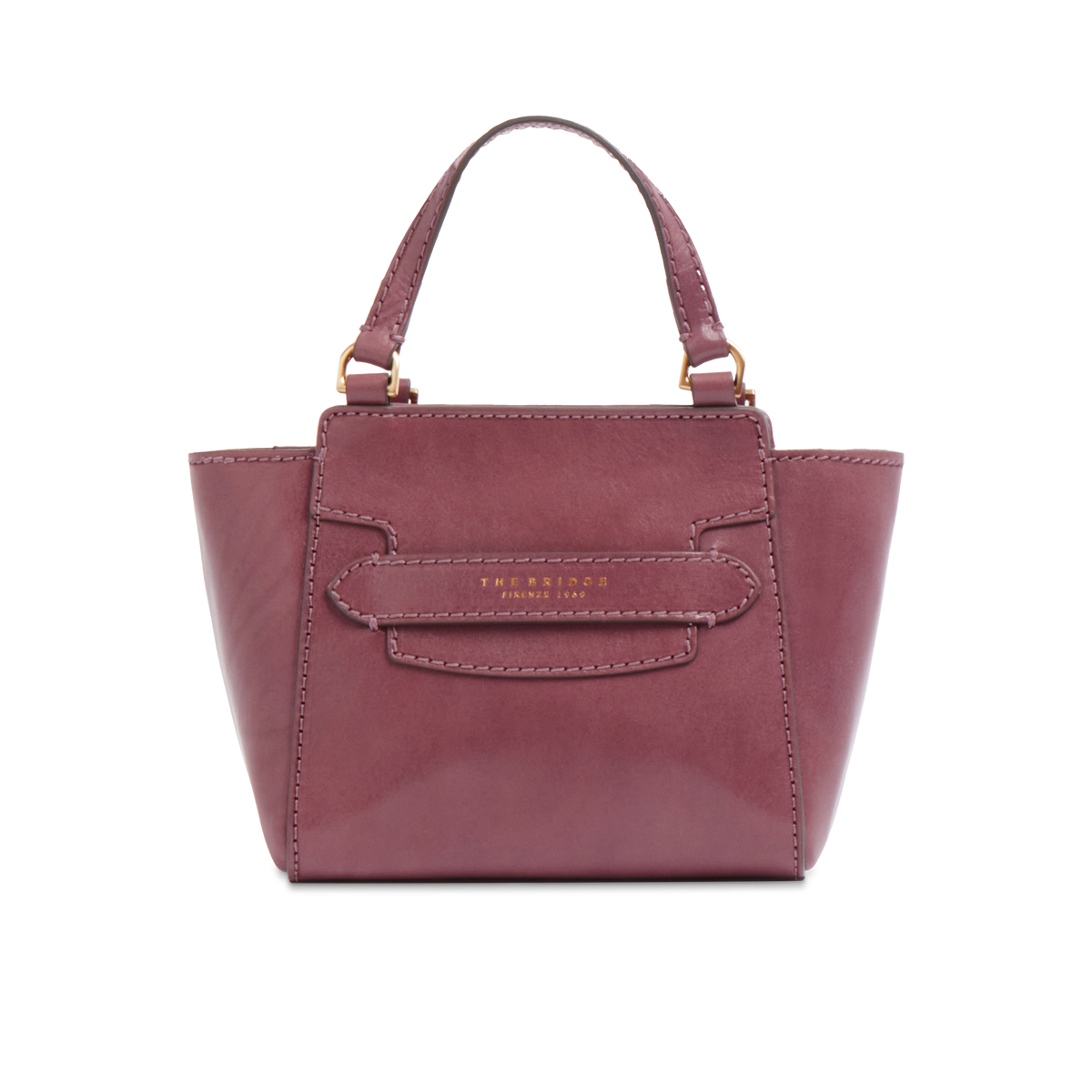 Women's leather bag with removable shoulder strap ORCHID WITH GOLD