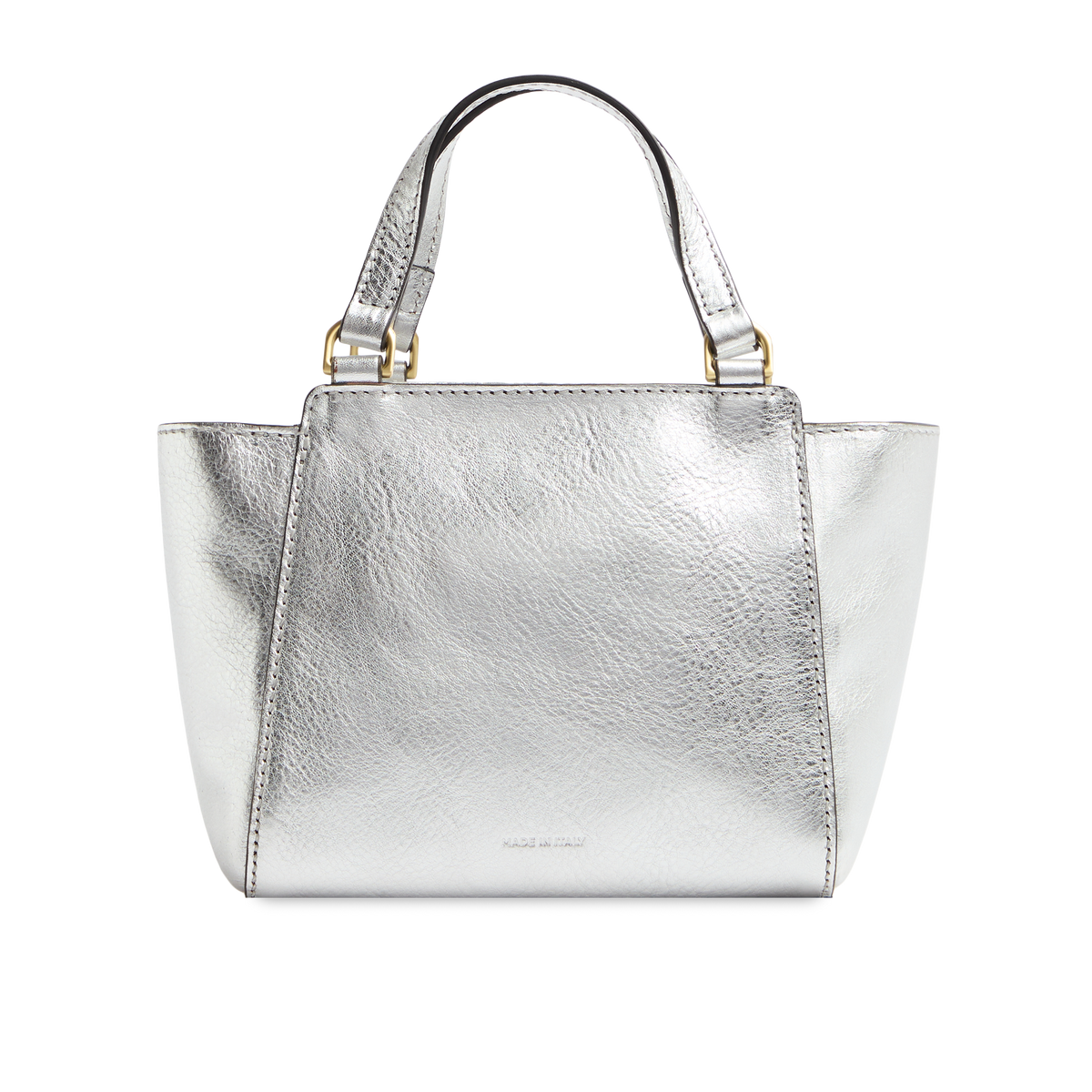 Women's Leather Handbag with Strap SILVER/GOLD | The Bridge