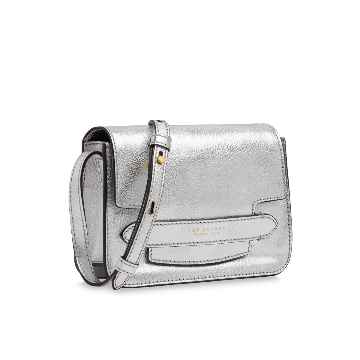 4way Bag／silver leather Leather crossbody bag SILVER/GOLD | The Bridge