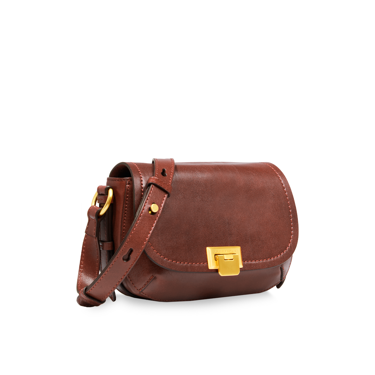 Leather crossbody bag BROWN/GOLD | The Bridge