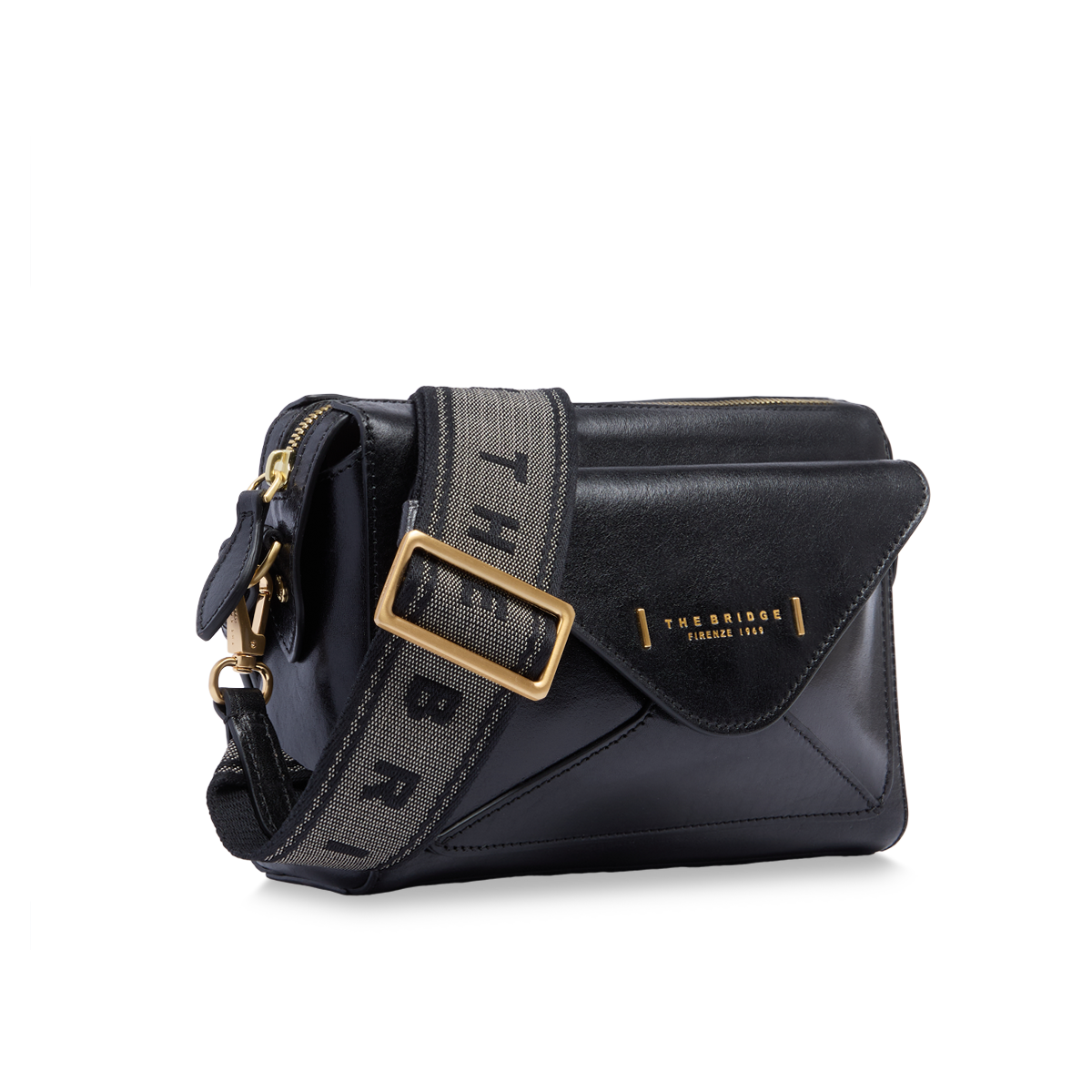 mini purse / beta post 代官山Ｏで購入 Crossbody bag in leather with zip closure - size s BLACK/GOLD