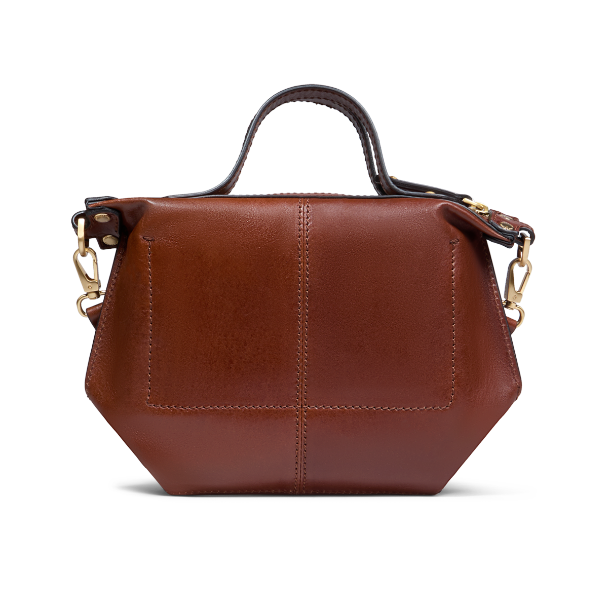 Crossbody bag in leather with zip closure - size s BROWN/GOLD