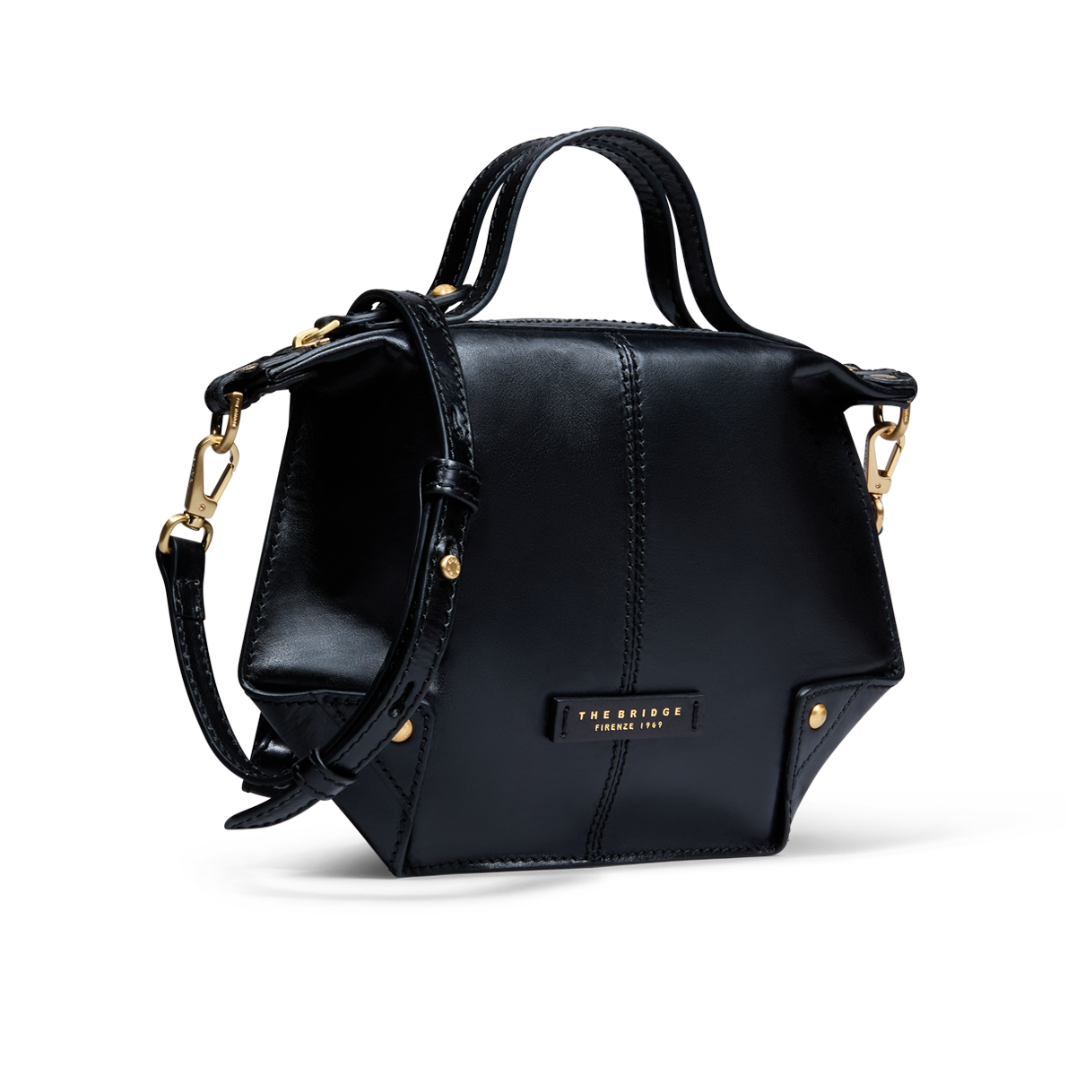 Crossbody bag in leather with zip closure - size s BLACK/GOLD