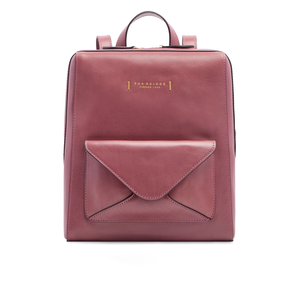 burgundy leather backpack womens Women's leather backpack with front pocket ORCHID WITH GOLD