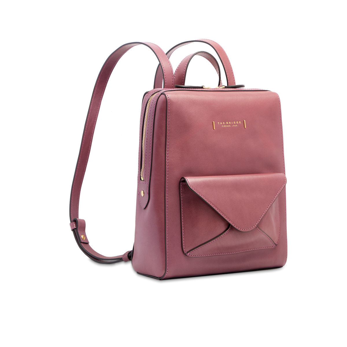 backpack women leather Women's leather backpack with front pocket ORCHID WITH GOLD