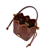 Mini leather bucket bag with shoulder strap | The Bridge