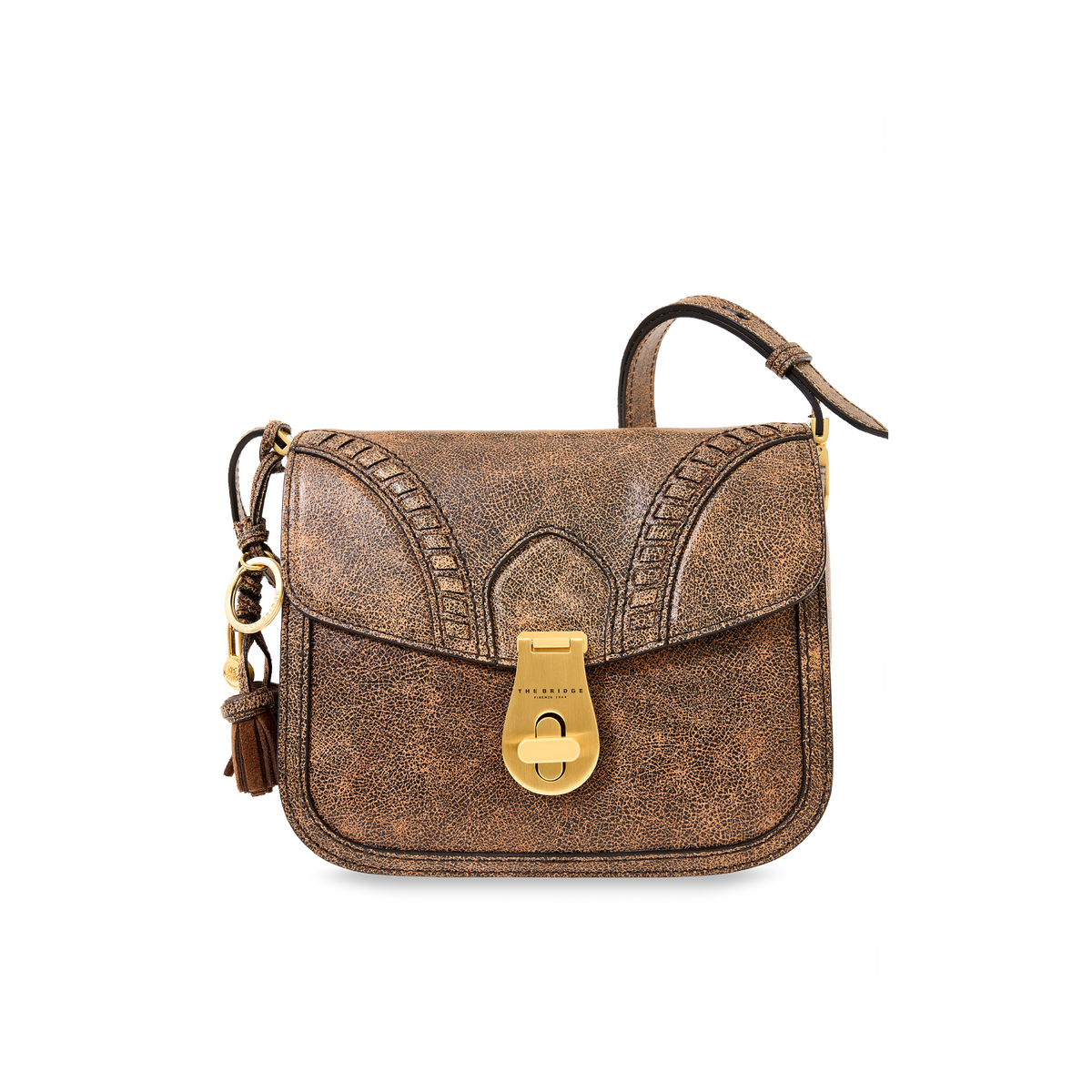 Women's Leather Crossbody Bag MOCHA/GOLD | The Bridge