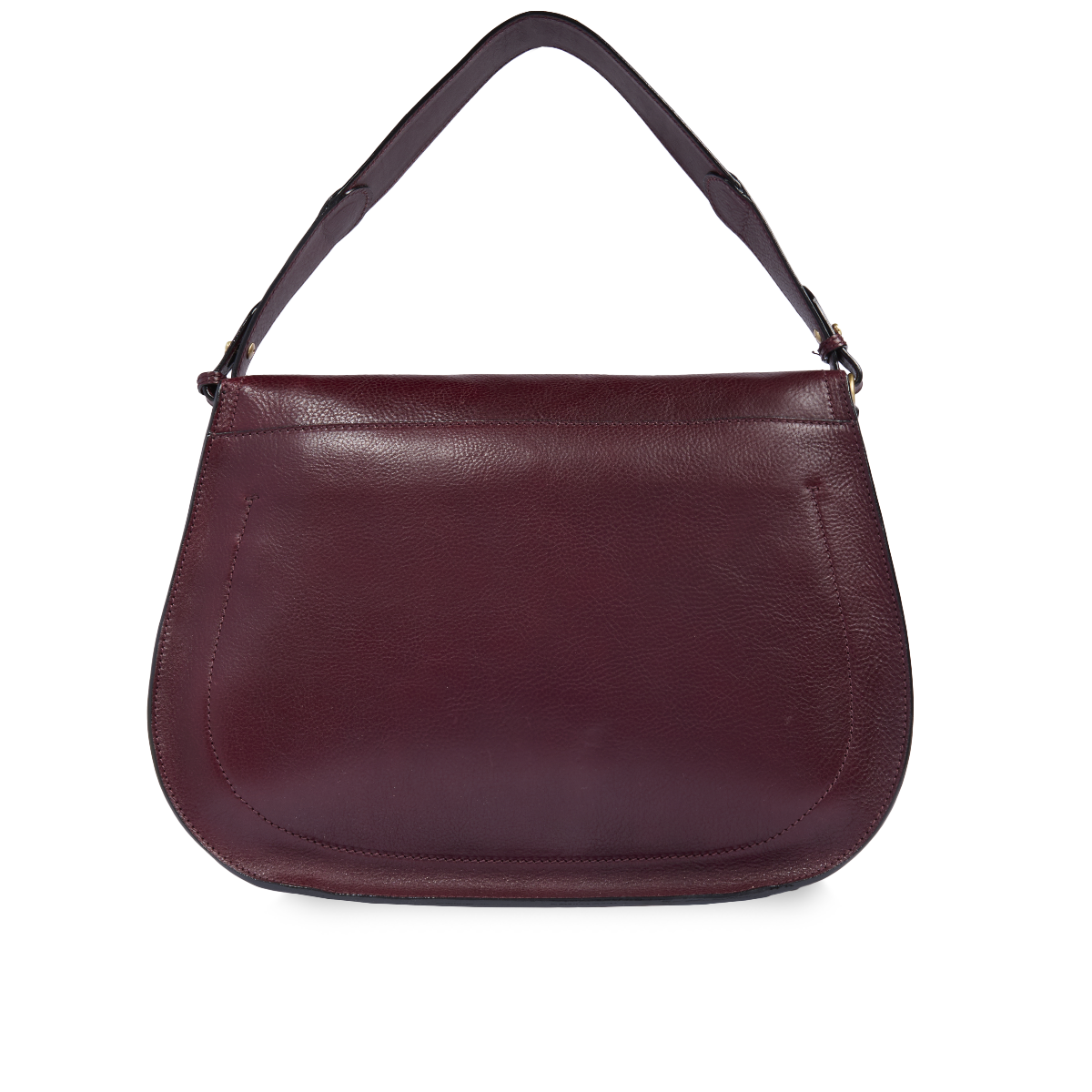 Large leather shoulder bag with front flap MUST/GOLD | The Bridge