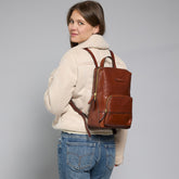 Small leather women's backpack with front pocket | The Bridge