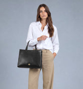 Women's Leather Laptop Bag Story - Black/gold | The Bridge