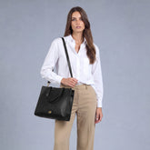 Women's Leather Laptop Bag Story - Black/gold | The Bridge