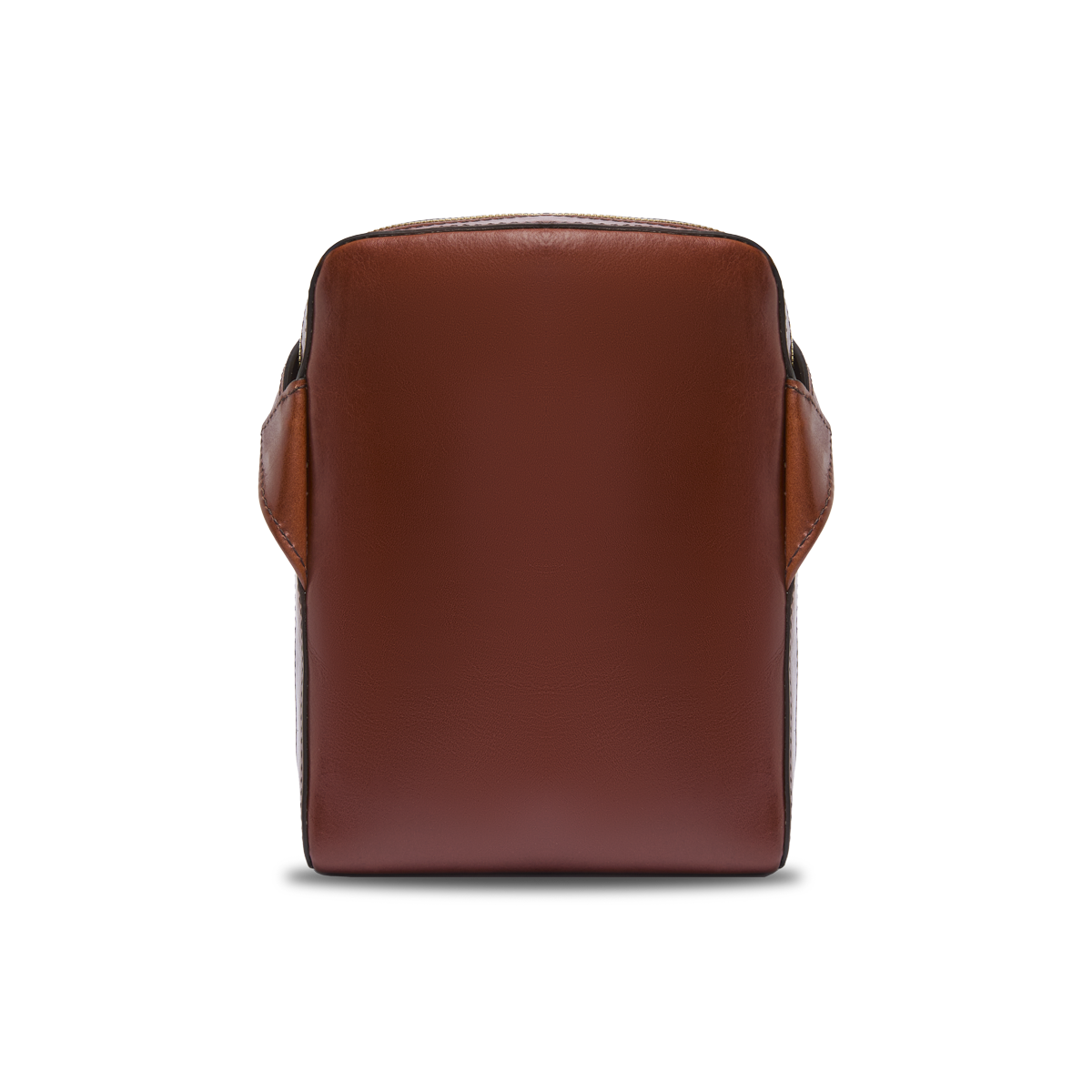 Men's leather crossbody with front zip BROWN/GOLD | The Bridge