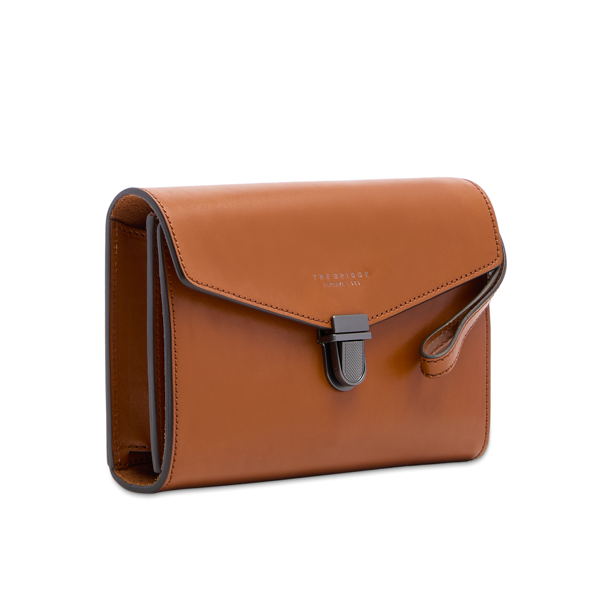 Men's leather pouch COGNAC/DARK RUTHENIUM | The Bridge