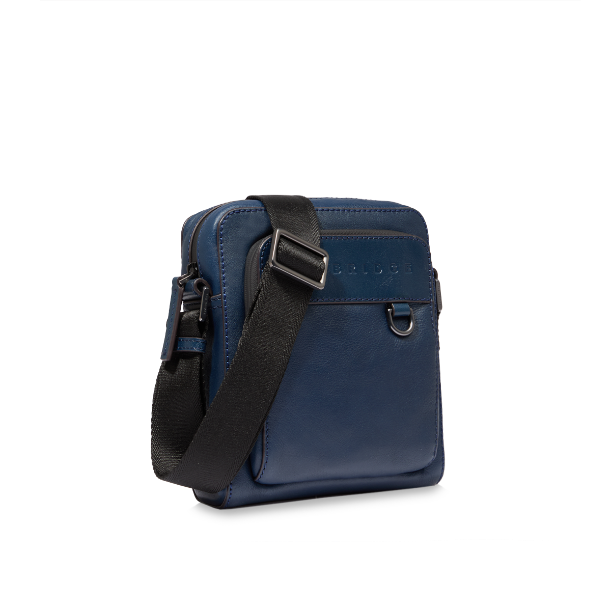 Men's leather crossbody bag small size DEEP OCEAN/DARK RUTHENIUM