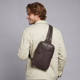 Men's Leather Sling Backpack - Moka | The Bridge