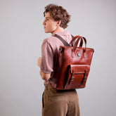 Leather and fabric briefcase with shoulder strap | The Bridge