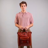 Leather and fabric briefcase with shoulder strap | The Bridge