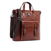 Cartella di pelle e tessuto con tracolla - Tracolle uomo | The Bridge