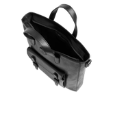 Leather and fabric briefcase with shoulder strap | The Bridge