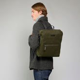 Leather and fabric men's backpack with front pocket | The Bridge
