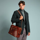 Men's leather briefcase with remov. shoulder strap | The Bridge