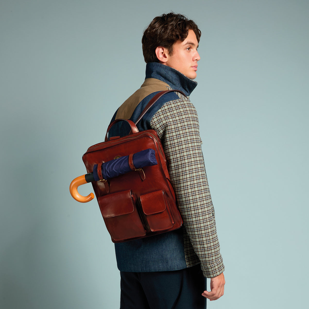 breton leather backpack Men's leather backpack