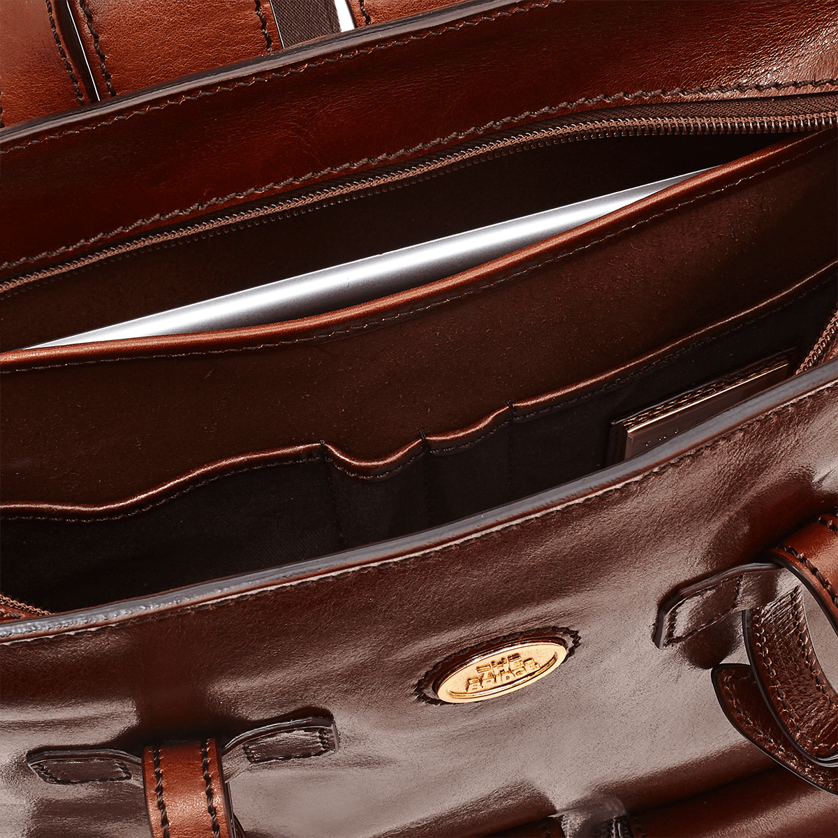 bridge leather backpack Men's leather backpack BROWN/GOLD