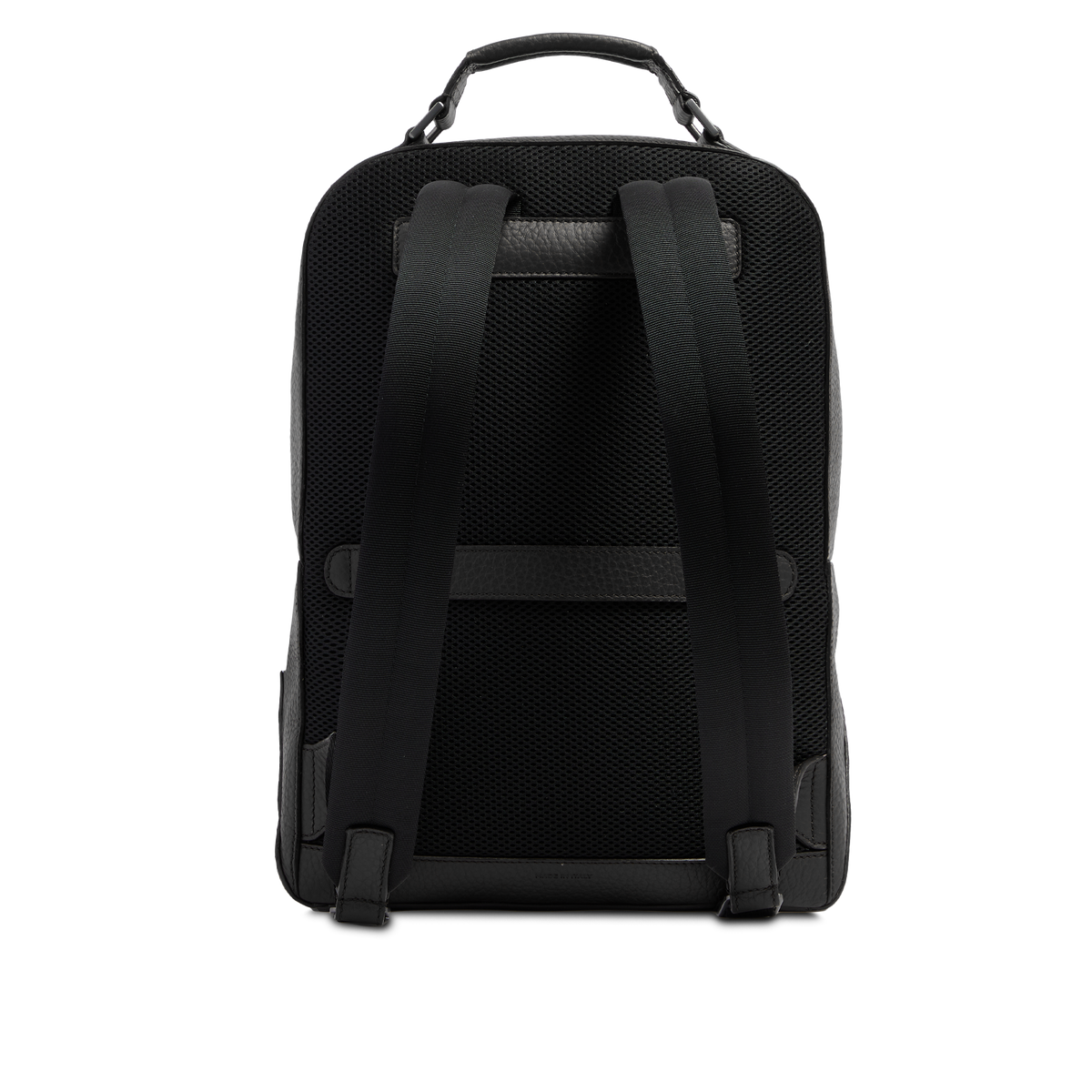 Men's Leather Backpack with Front Pockets BLACK/RUTHENIUM | The Bridge