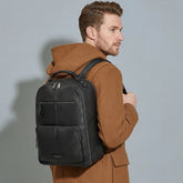 Herrenrucksack aus Leder mit Doppeltasche - Schwarz | The Bridge