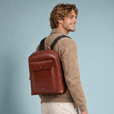 Men's Leather Laptop Backpack - Brown | The Bridge