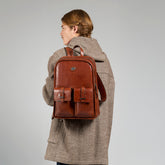 Leather backpack for men with front zip pockets | The Bridge