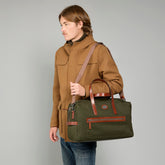 Small leather and fabric duffle bag | The Bridge