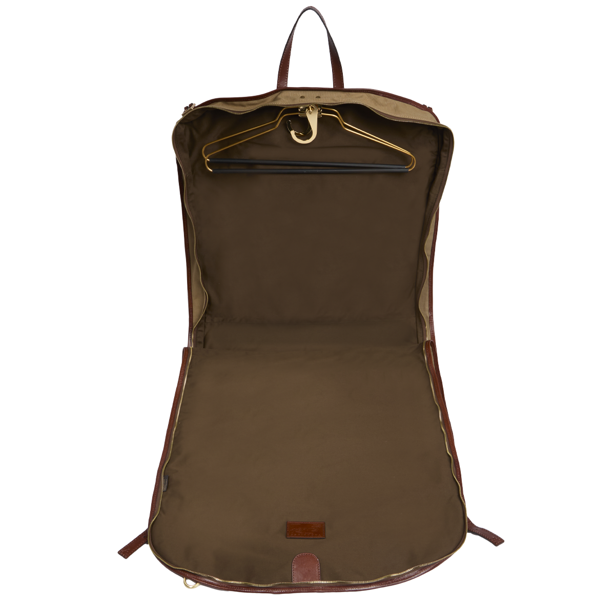 Leather and fabric garment bag NATURAL/BROWN/GOLD | The Bridge