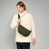 Leather and fabric men's belt bag with front zip | The Bridge