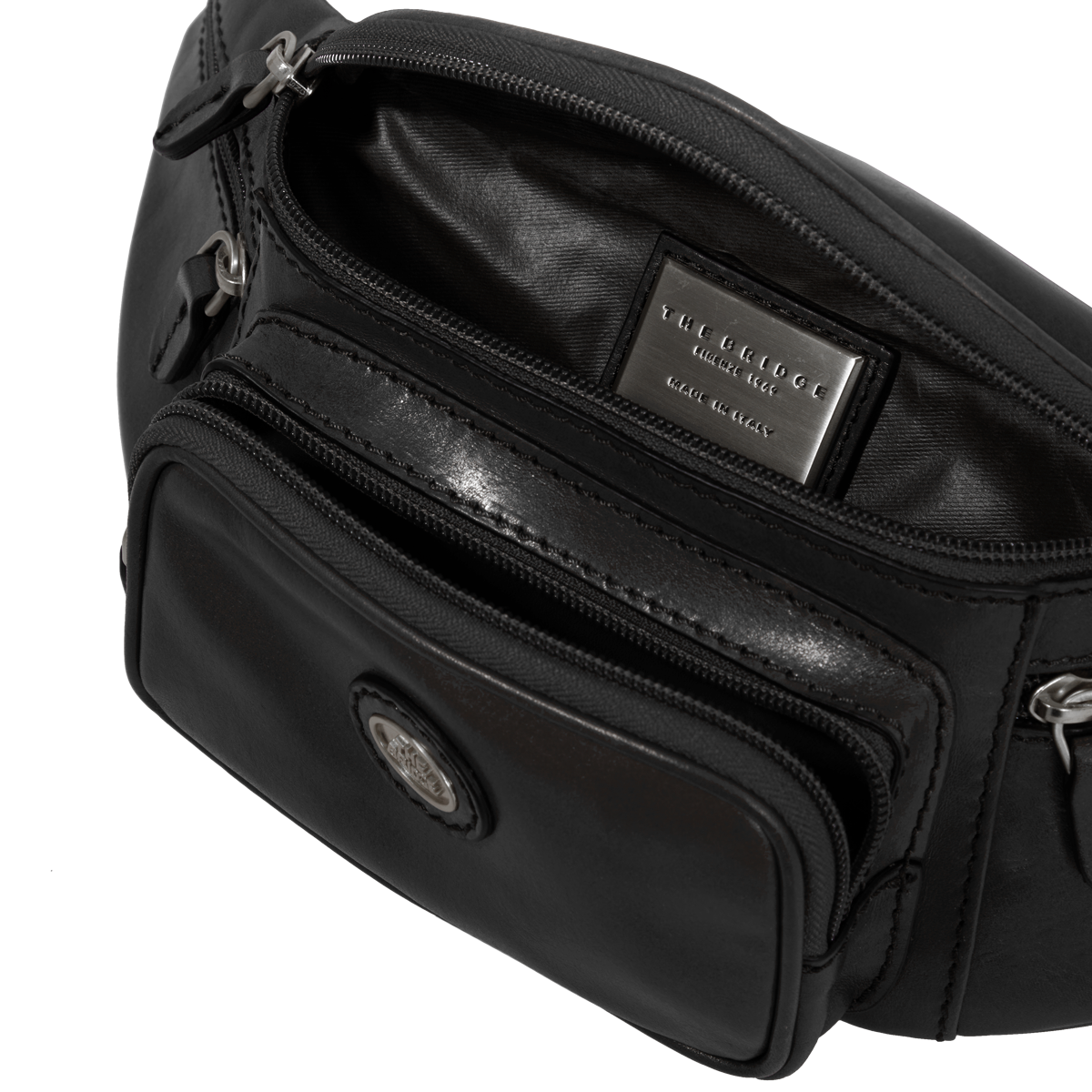 Men's leather belt bag BLACK/PALLADIUM/RUTENIUM | The Bridge