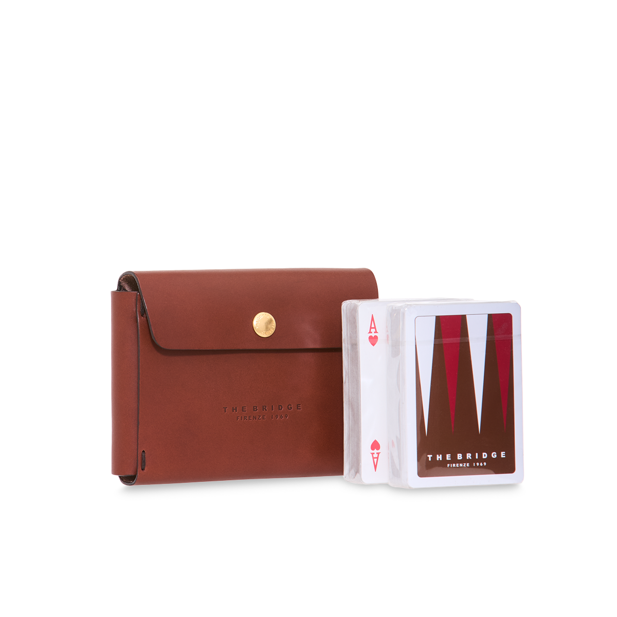 Leather playing card holder - double HERITAGE/GOLD | The Bridge