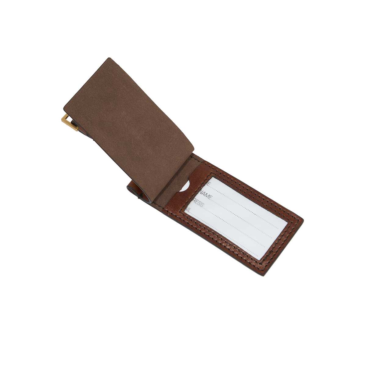 Leather address holder BROWN/GOLD | The Bridge