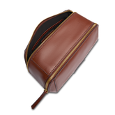 Leather toiletry bag with double zip | The Bridge