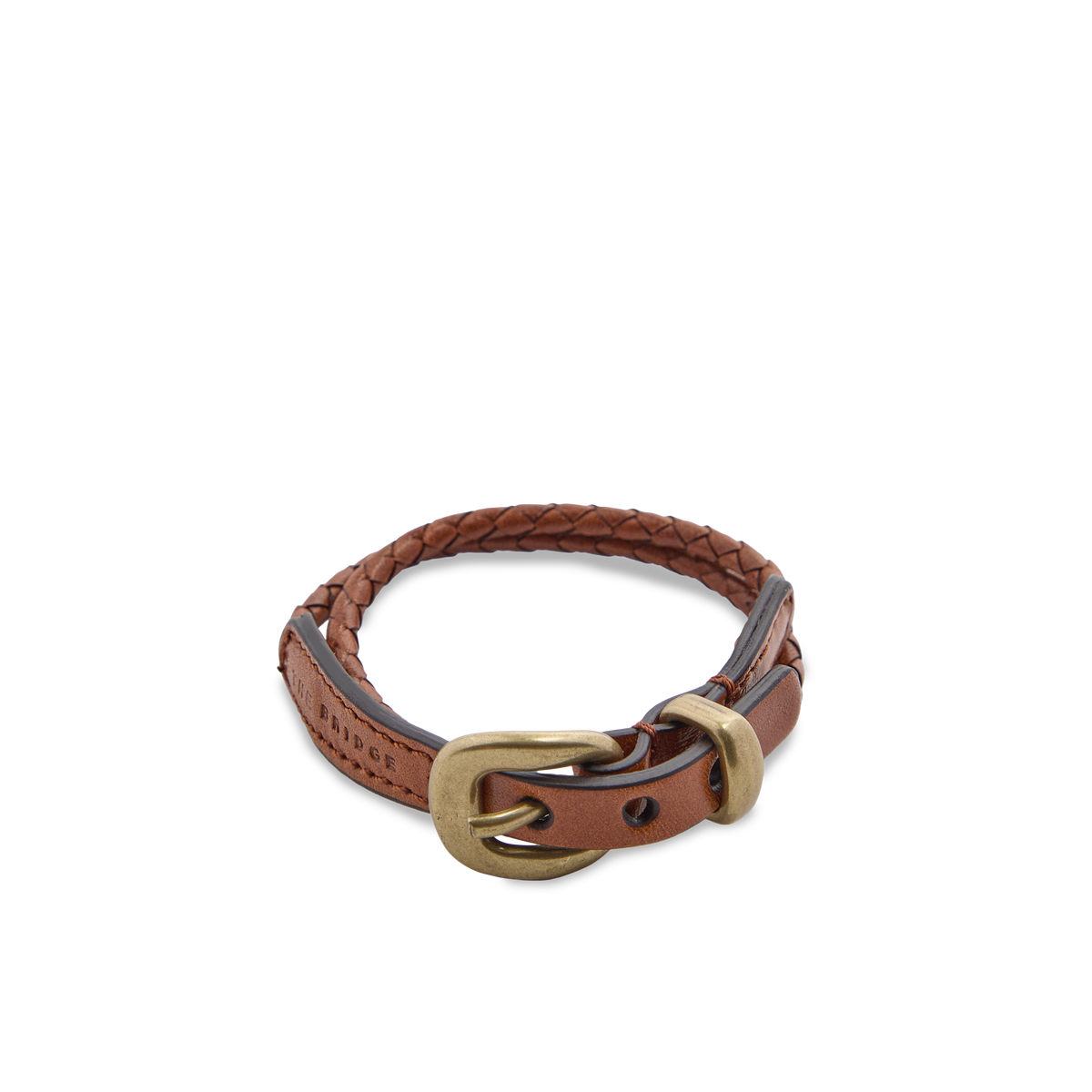 Leather bracelet COGNAC/GOLD | The Bridge