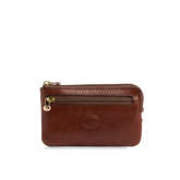 Leather key holder with two zipped compartments - Brown leather bags and accessories | The Bridge