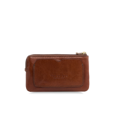 Leather key holder with two zipped compartments - Brown leather bags and accessories | The Bridge