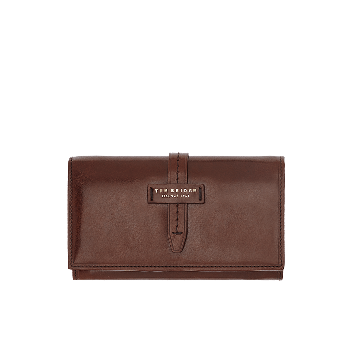 Women's leather wallet with coin pocket BROWN/GOLD | The Bridge